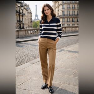 Banana Republic Navy and White Striped Collared Sweater